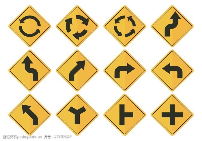 道路符號箭頭向量 現(xiàn)代交通標識的科學與藝術